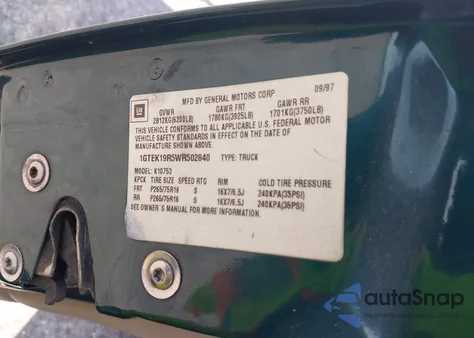 1998 GMC Sierra 1500 Sl Wideside z USA, uszkodzony, nr VIN 1GTEK19R5WR502840